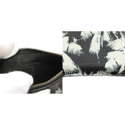 Saint Laurent Paris Coin Case Wallet with Card Pocket Leather Palm Tree Pattern — view 5