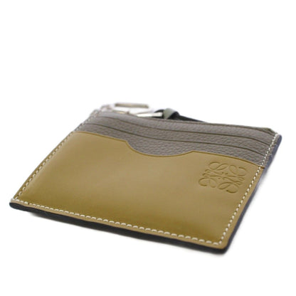 Loewe Square Coin Card Holder with Key Hook Calfskin Khaki — view 3