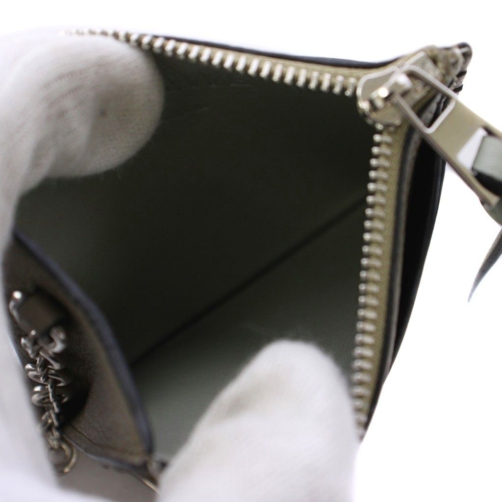 Loewe Square Coin Card Holder with Key Hook Calfskin Khaki — view 5