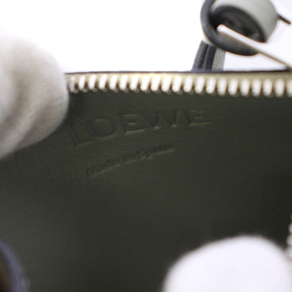 Loewe Square Coin Card Holder with Key Hook Calfskin Khaki — view 4