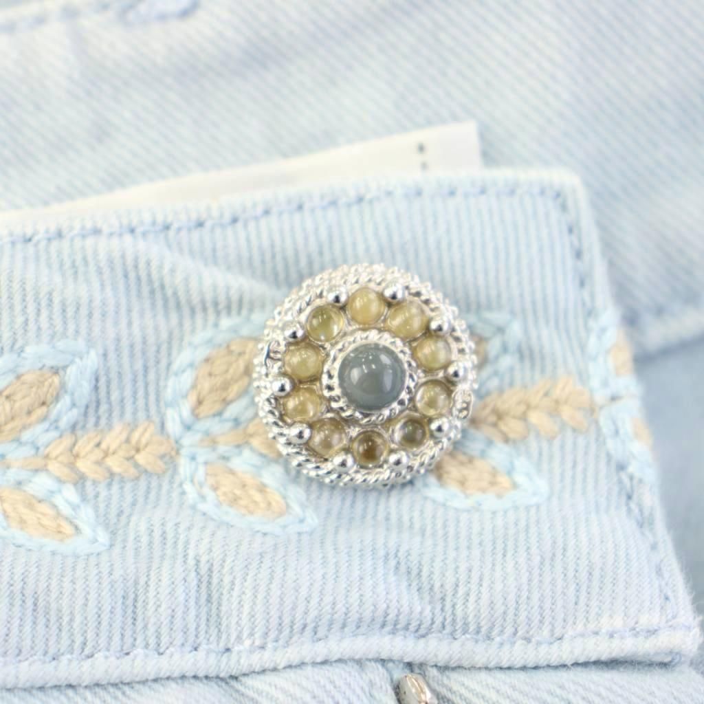 Chanel Denim Pants Jeans CC Logo Visual Button 40 Blue — view 4