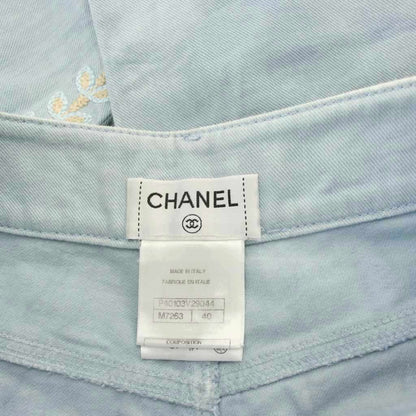 Chanel Denim Pants Jeans CC Logo Visual Button 40 Blue — view 8