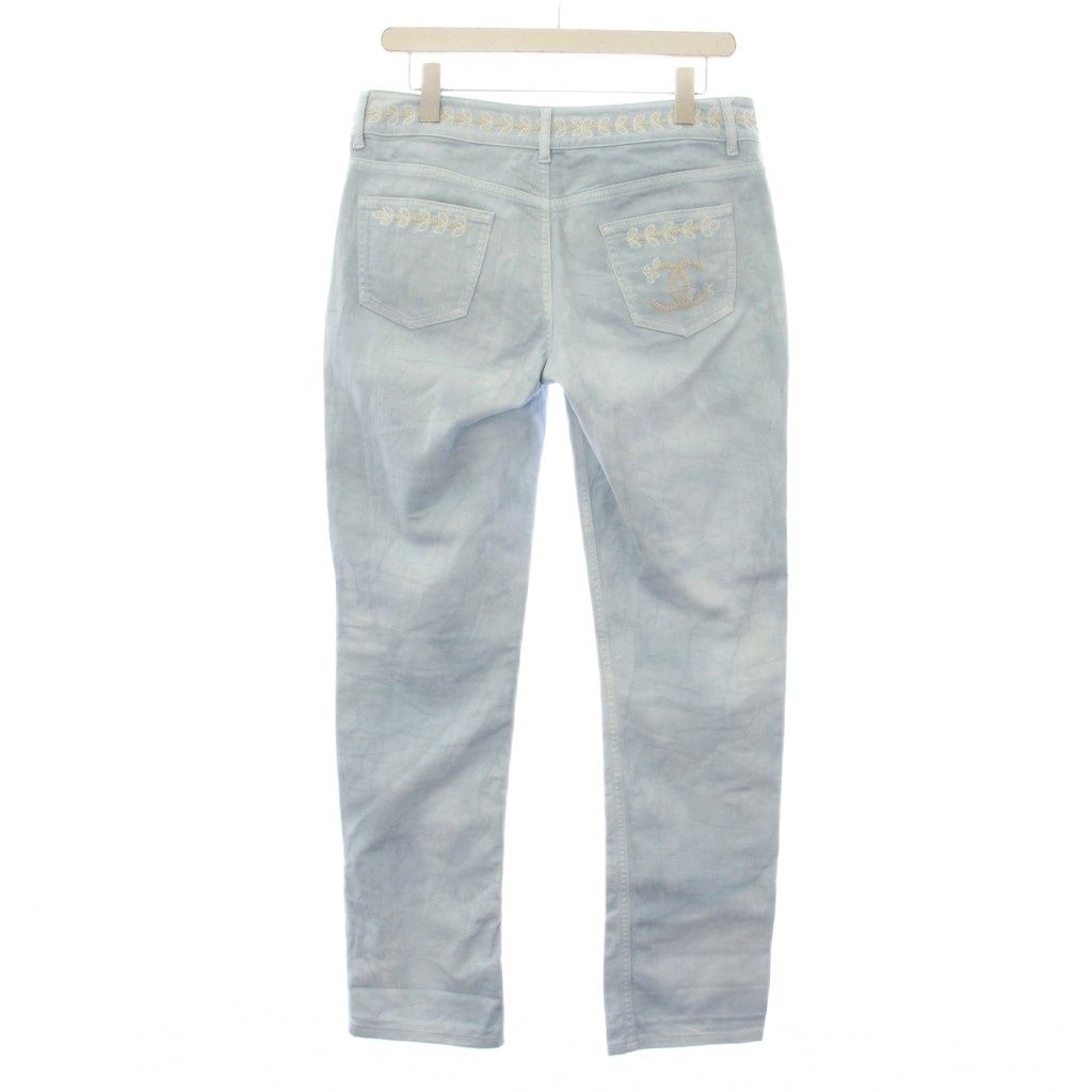 Chanel Denim Pants Jeans CC Logo Visual Button 40 Blue — view 2