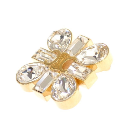 Celine Daisy Brooch Metal Gold Triomphe Crystal Flower — view 2