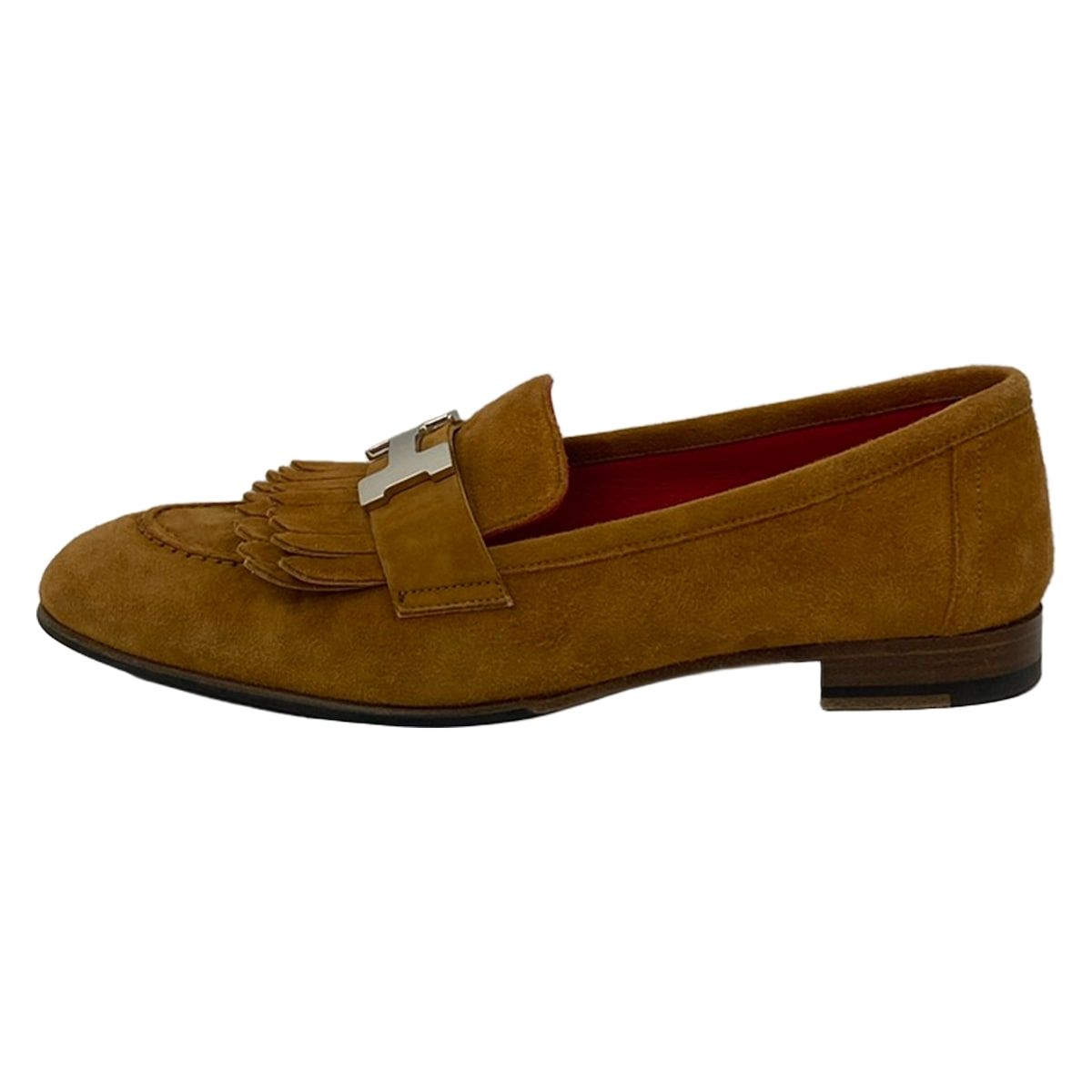 Hermes Loafers 35.5 Moccasins Royale Light Brown Silver Fringe Outsole Upholster — view 8