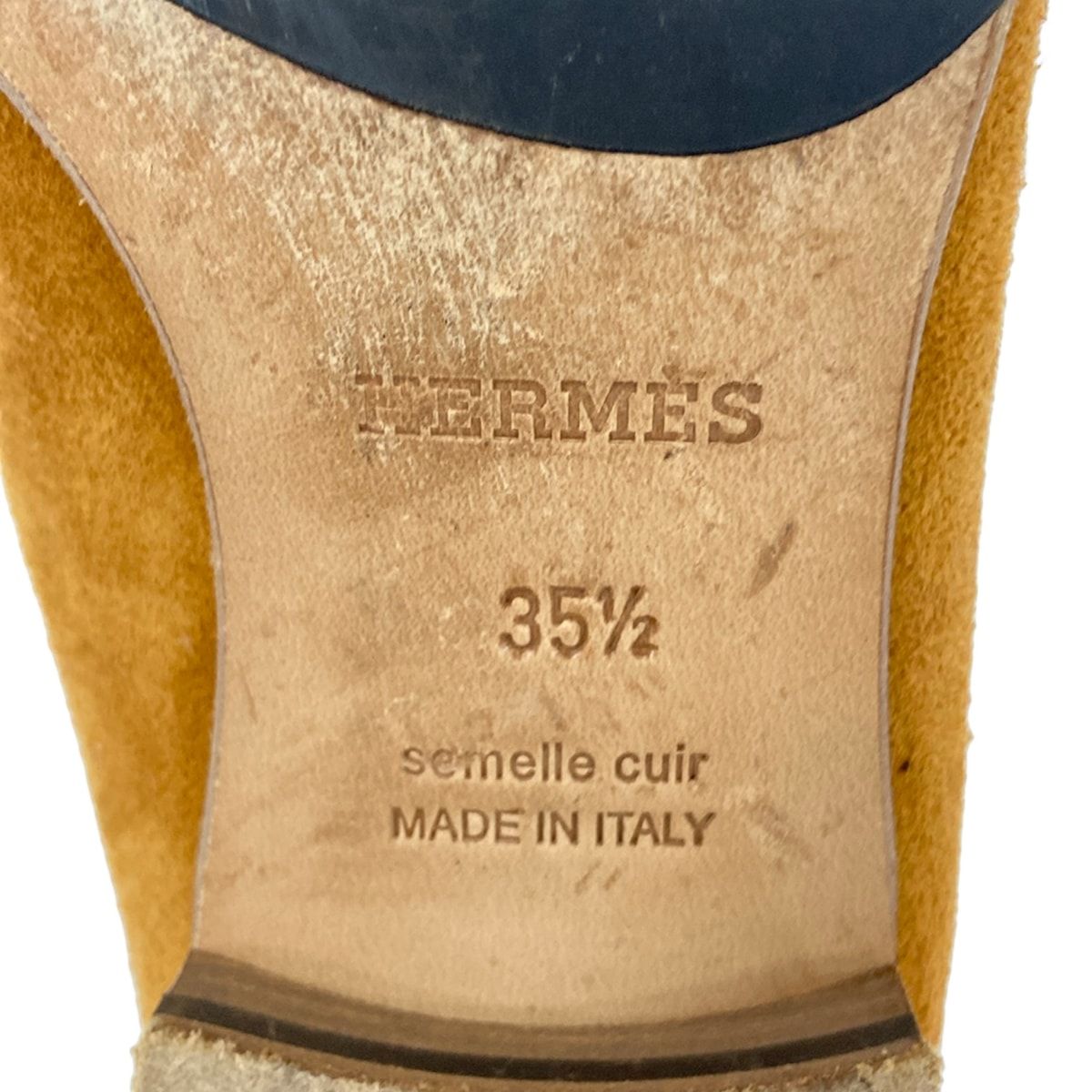 Hermes Loafers 35.5 Moccasins Royale Light Brown Silver Fringe Outsole Upholster — view 5
