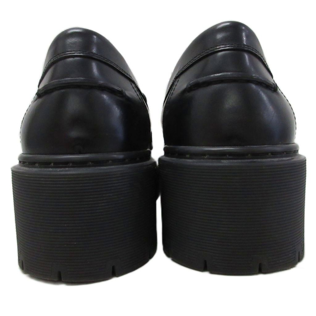 Hermes Hitch Logo Loafers Platform Moccasins Slip on Leather 37 Black — view 3