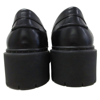 Hermes Hitch Logo Loafers Platform Moccasins Slip on Leather 37 Black — view 3