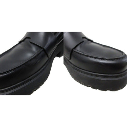 Hermes Hitch Logo Loafers Platform Moccasins Slip on Leather 37 Black — view 8