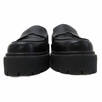 Hermes Hitch Logo Loafers Platform Moccasins Slip on Leather 37 Black — view 4