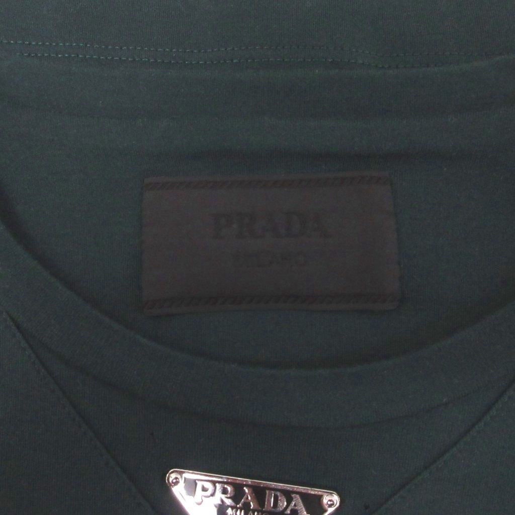 Prada Triangle Logo T-Shirt Short Sleeve Cotton XS Dark Green — view 5
