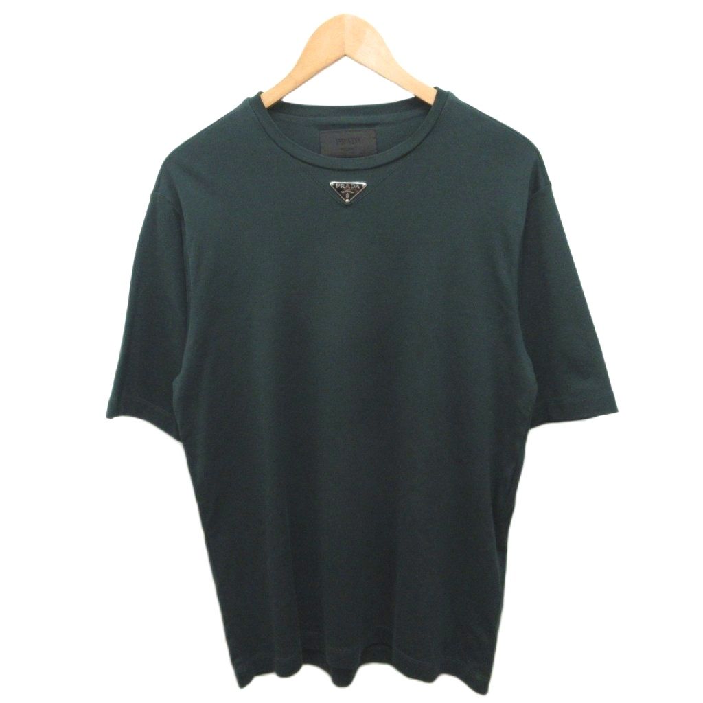 Prada Triangle Logo T-Shirt Short Sleeve Cotton XS Dark Green