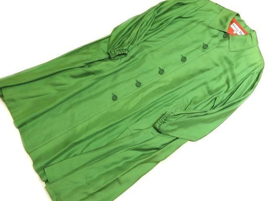 Dior Sports Silk 100% Long Coat M Green Vintage Oversize