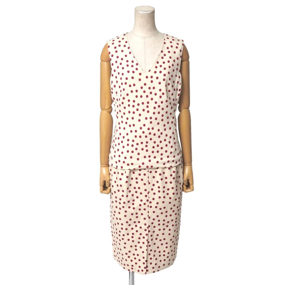 Dolce & Gabbana Set 42 Dot Pattern Sleeveless Blouse Skirt
