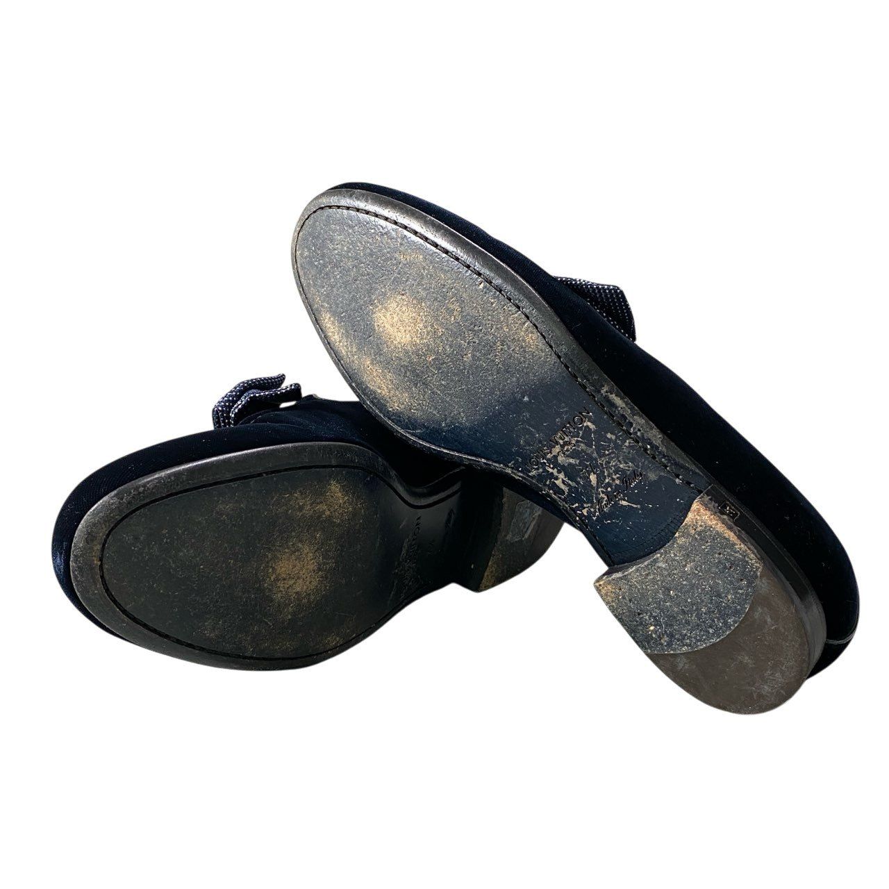 Louis Vuitton Opera Shoes LV Embroidery Ribbon 7.5 Dark Navy Velour Fabric — view 7