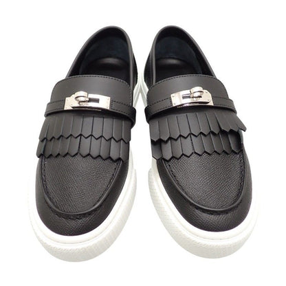 Hermes Game Slip on Sneakers Leather Black White Silver SA — view 2