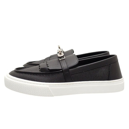 Hermes Game Slip on Sneakers Leather Black White Silver SA — view 4