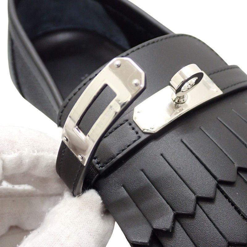 Hermes Game Slip on Sneakers Leather Black White Silver SA — view 9