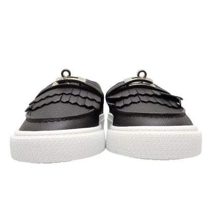 Hermes Game Slip on Sneakers Leather Black White Silver SA — view 3