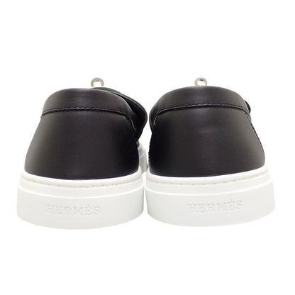 Hermes Game Slip on Sneakers Leather Black White Silver SA — view 6