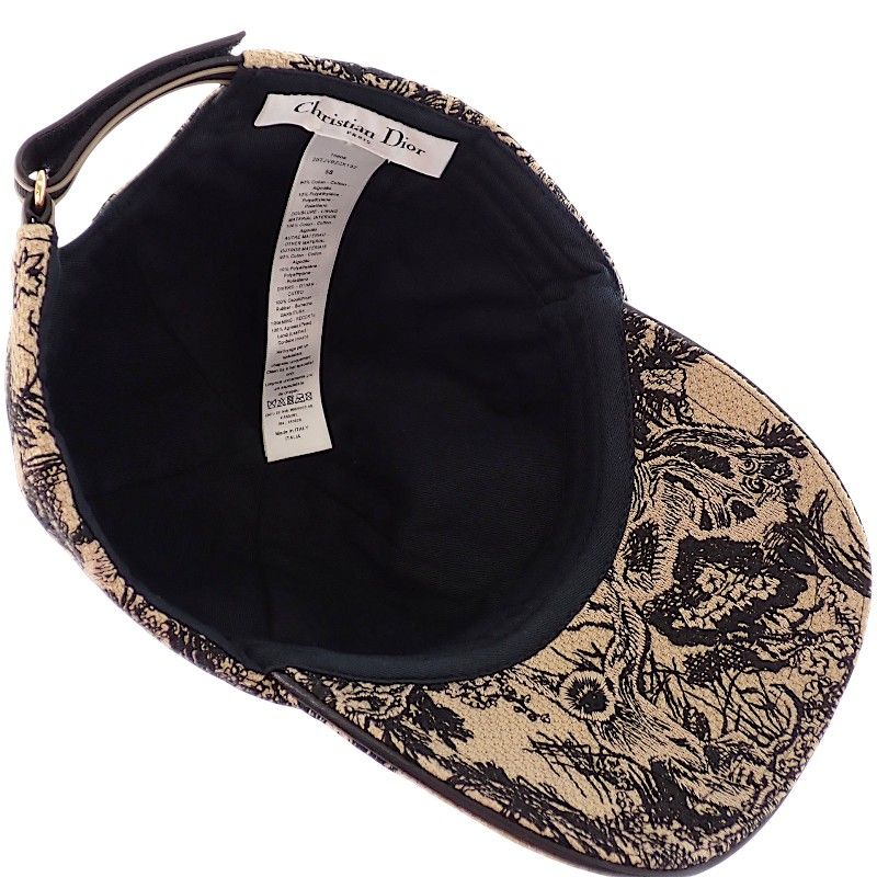 Dior Toile de Jouy D-player 58 Cap Cotton Beige Black Hat — view 8