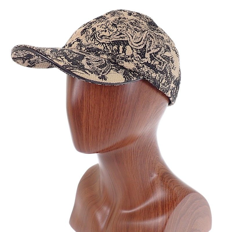 Dior Toile de Jouy D-player 58 Cap Cotton Beige Black Hat — view 2