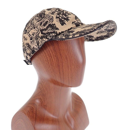 Dior Toile de Jouy D-player 58 Cap Cotton Beige Black Hat