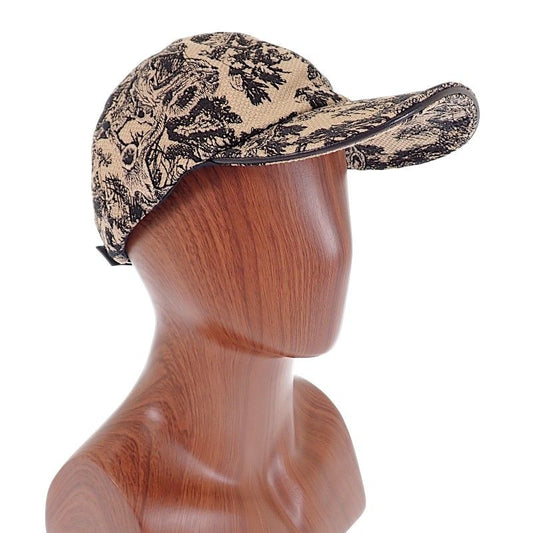 Dior Toile de Jouy D-player 58 Cap Cotton Beige Black Hat