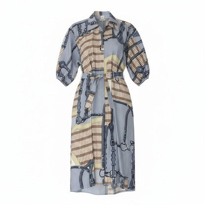 Hermes Coaching Remix Silk Kaftan Dress 38 Multicolor