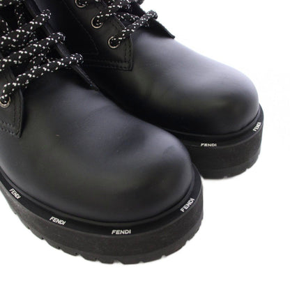 Fendi Roma Short Boots Leather Lace Up 37 Black TK — view 3