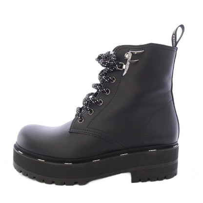 Fendi Roma Short Boots Leather Lace Up 37 Black TK — view 2