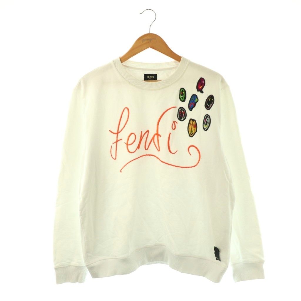 Fendi Art Multi Face Logo Sweatshirt XL White Multicolor ES