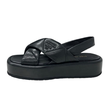 Prada Sandals Shoes Leather Black Logo Padded Nappa — view 3