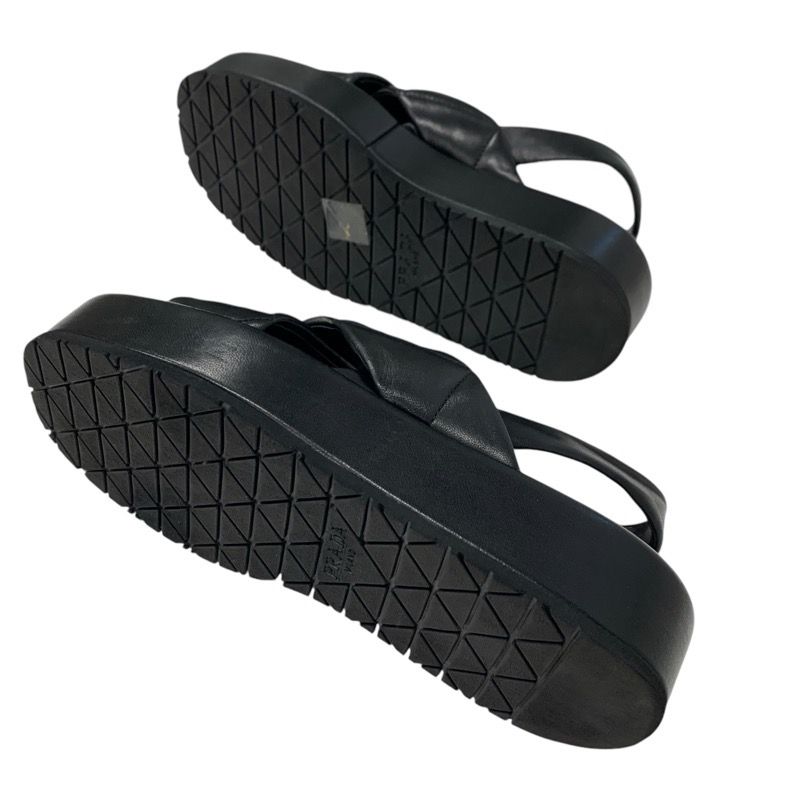 Prada Sandals Shoes Leather Black Logo Padded Nappa — view 6