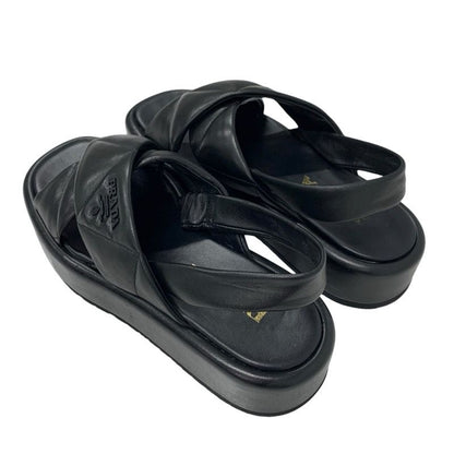 Prada Sandals Shoes Leather Black Logo Padded Nappa — view 4