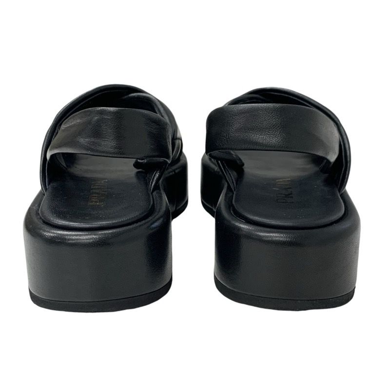 Prada Sandals Shoes Leather Black Logo Padded Nappa — view 5