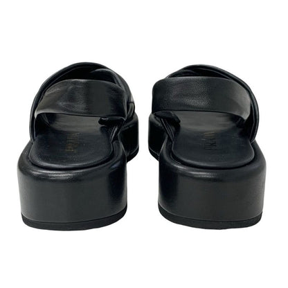 Prada Sandals Shoes Leather Black Logo Padded Nappa — view 5