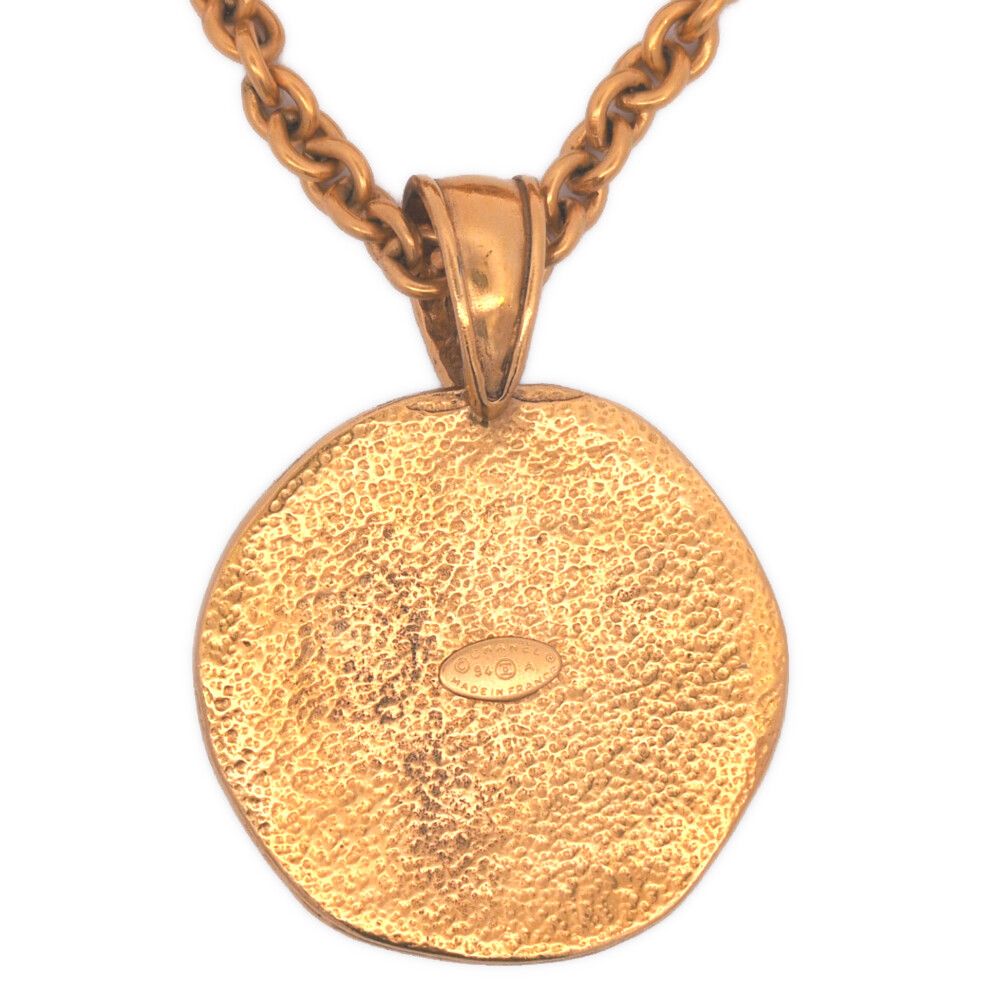 Chanel CC Logo Necklace Pendant Alloy Gold