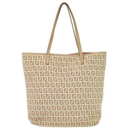 Fendi Zucchino Tote Canvas Beige Pink