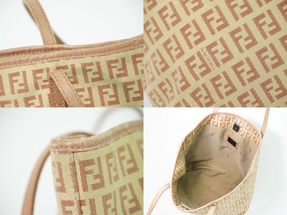 Fendi Zucchino Tote Canvas Beige Pink — view 8