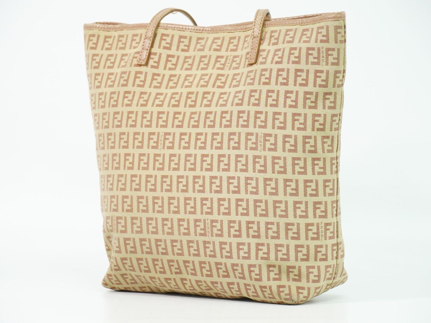 Fendi Zucchino Tote Canvas Beige Pink — view 2