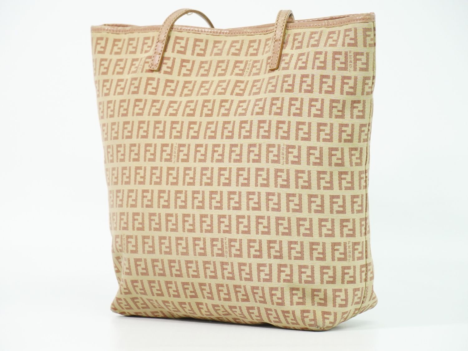 Fendi Zucchino Tote Canvas Beige Pink — view 2