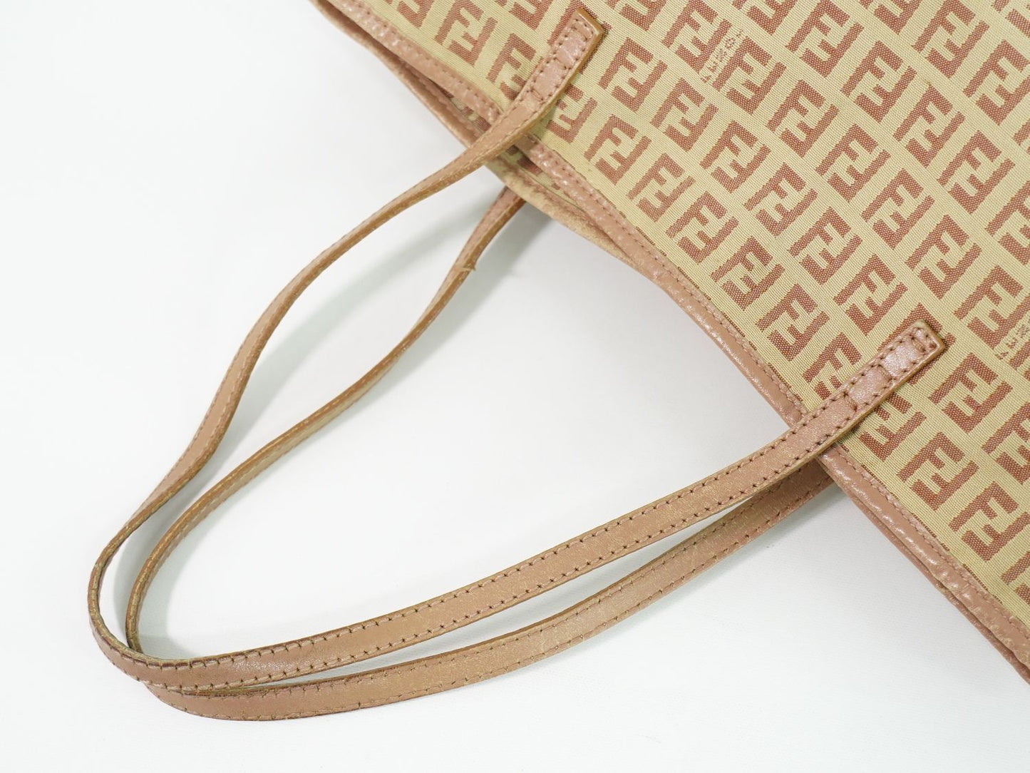 Fendi Zucchino Tote Canvas Beige Pink — view 4