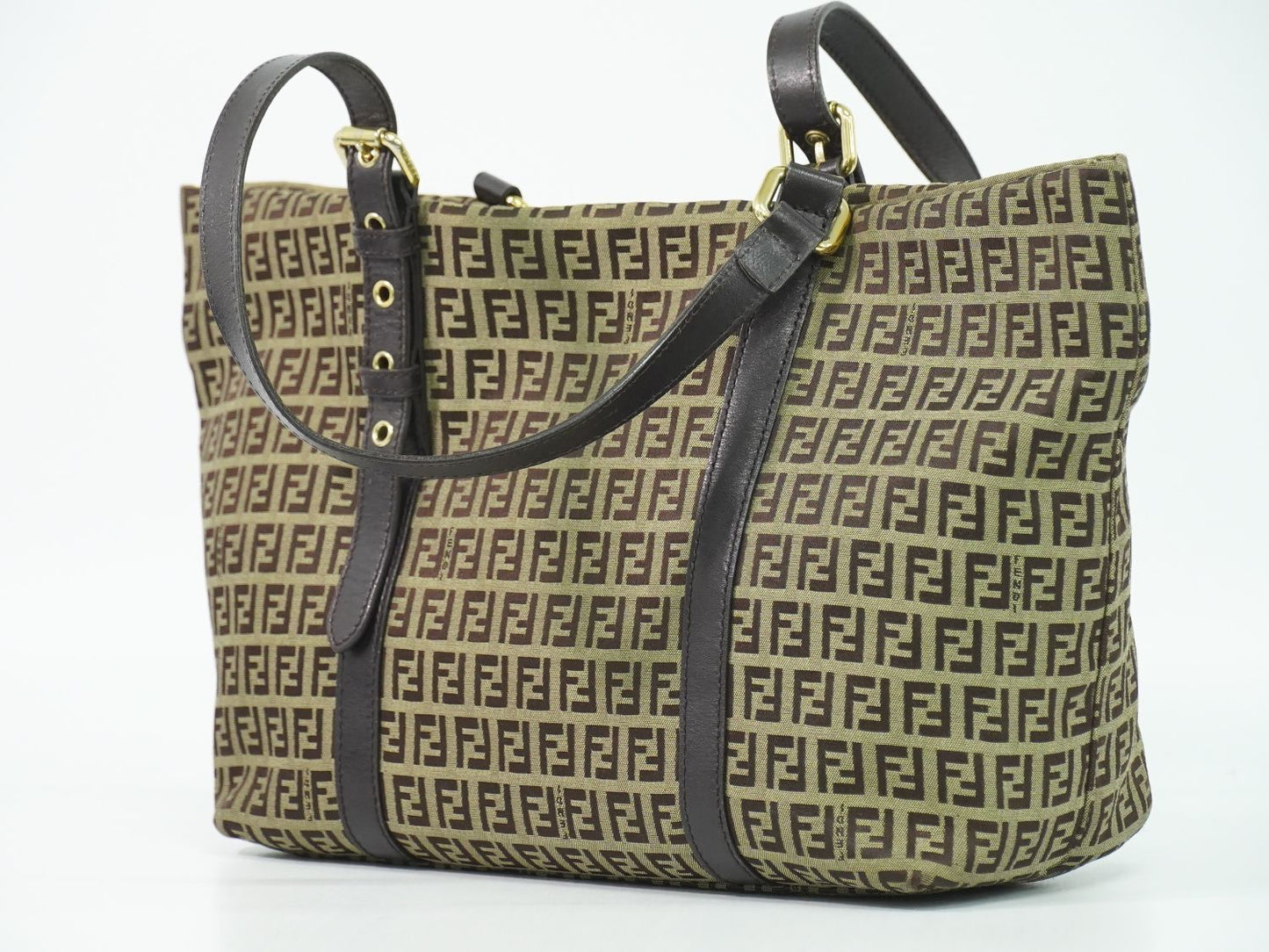 Fendi Zucchino Shoulder Bag Tote Canvas Beige — view 2