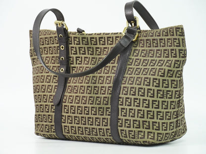 Fendi Zucchino Shoulder Bag Tote Canvas Beige — view 2