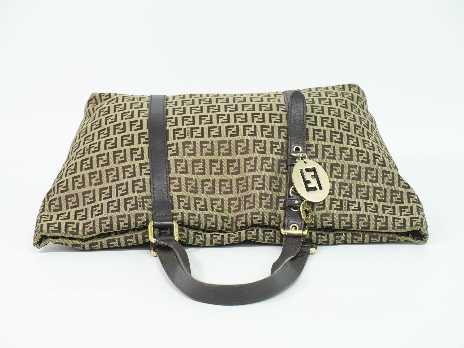 Fendi Zucchino Shoulder Bag Tote Canvas Beige — view 5