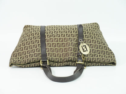 Fendi Zucchino Shoulder Bag Tote Canvas Beige — view 5