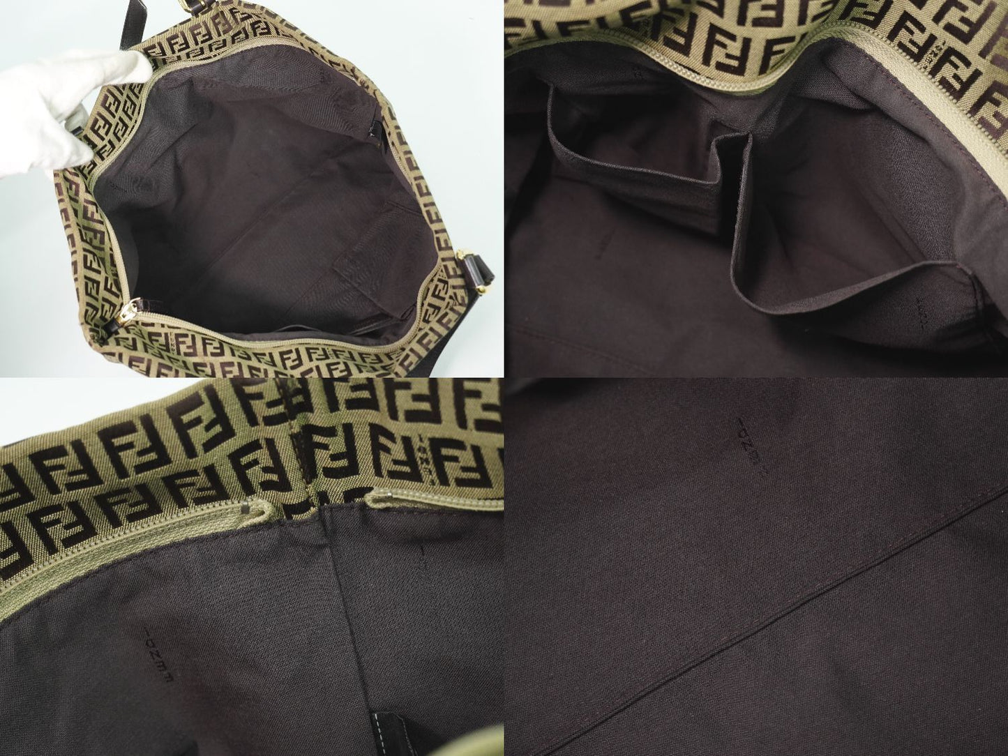 Fendi Zucchino Shoulder Bag Tote Canvas Beige — view 8