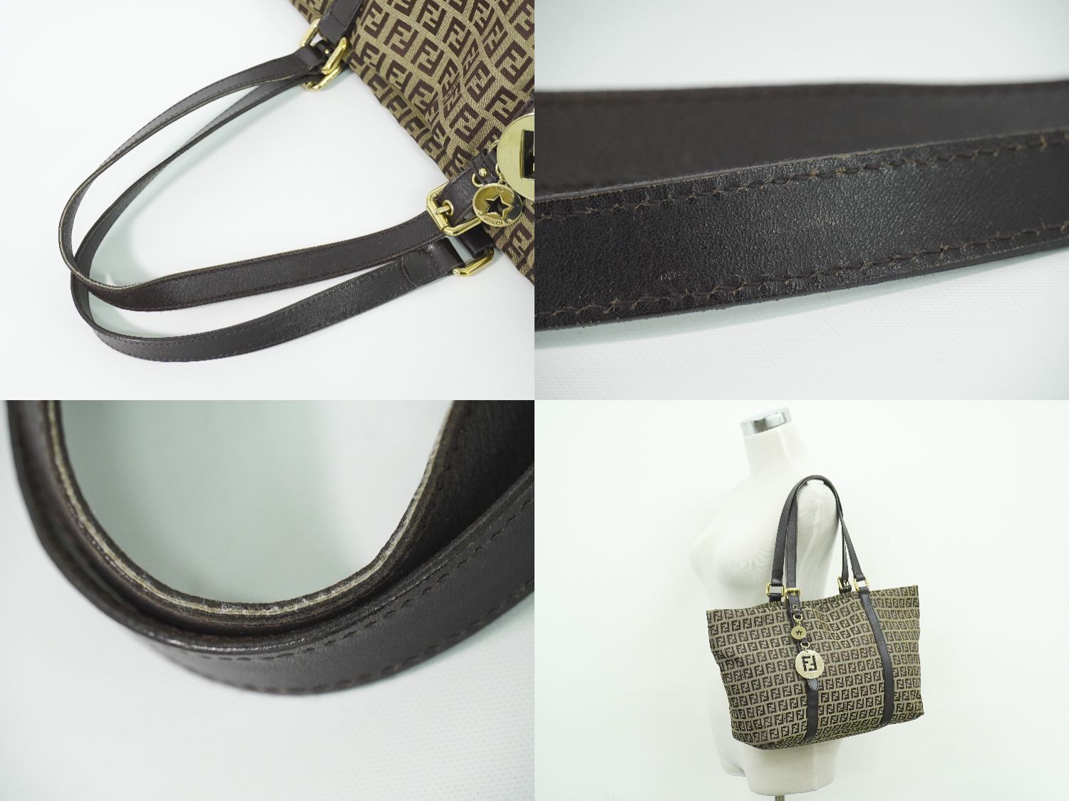 Fendi Zucchino Shoulder Bag Tote Canvas Beige — view 6