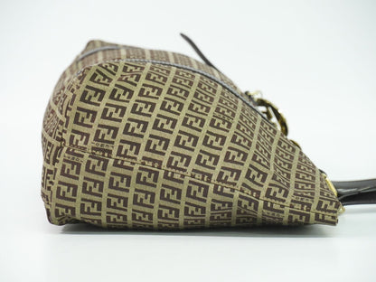 Fendi Zucchino Shoulder Bag Tote Canvas Beige — view 4